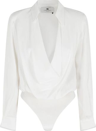 Elisabetta Franchi Georgette Bodysuit - Dames - Bodies - Wit - XL - Leer - Tops