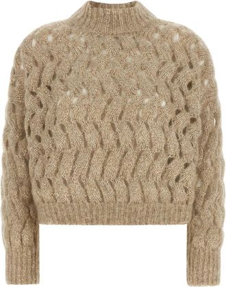 Brunello Cucinelli Truien - Dames - Coltruien - Beige - XS - Truien & Vesten