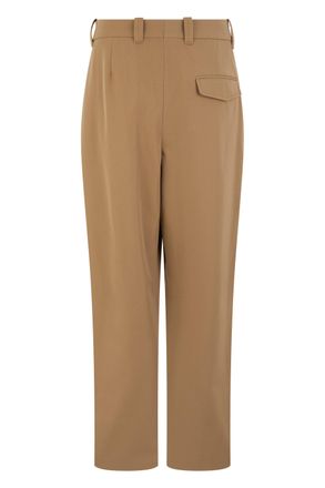 A.P.C. High-Waist Pleated Cotton Blend Trousers - Beige