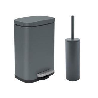 Spirella Juego De Papelera Con Pedal Y Escobilla 5l Akira Gris Mate Spirella