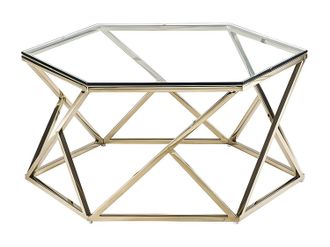 Vente-Unique Mesa de centro de cristal templado y acero inoxidable - Dorado - KERIANE de Pascal MORABITO