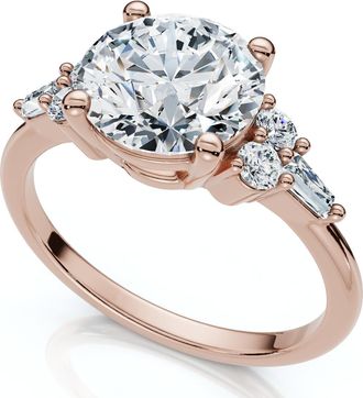 Pompeii3 Certified 2 1/10Ct Diamond Baguette Engagement Ring 14k Gold or Pt Lab Grown