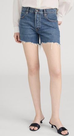 Frame Denim The Hang Mid Thigh Denim Cutoff Shorts in Goose at Nordstrom, Size 30