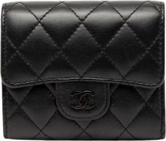 Chanel Pre-owned Matelasse Portemonnee (drievoudig) - Dames - Vintage Accessoires - Zwart - ONE Size - Leer - Vintage