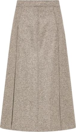 Seventy Micro-patroon Gebreide Midi Rok - Dames - Midirokken - Beige - M - Wol - Rokken
