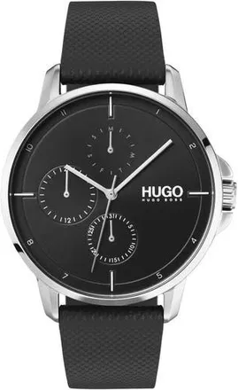 HUGO BOSS Leather Strap Watch, 42mm in Black Dial at Nordstrom Rack