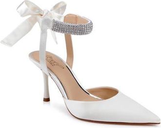 Badgley Mischka Billie Pointed Toe Pump in Ivory Satin at Nordstrom, Size 9.5