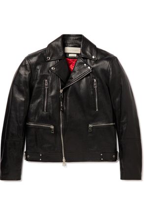 Alexander McQueen Slim-Fit Zip-Detailed Leather Biker Jacket