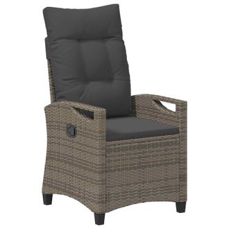 vidaXL Silla De Jard&iacute;n Reclinable Gris Y Gris Oscuro 56 X 60 X 112 Cm Vidaxl