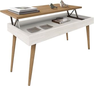HOGAR 24 Mesa Centro Elevable Madera Color Blanco y Encerado