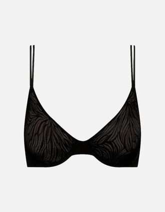 Calvin Klein Womens Sheer Marquisette Starburst Lace Demi Bra, Black - Size: XXS