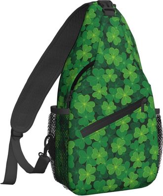 Generic Clover Tile Cross Body Bag Adjustable Chest Bag With Zipper Backpack For Camping Sports Shopping