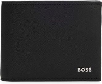 BOSS Structured billfold wallet with silver-tone logo lettering