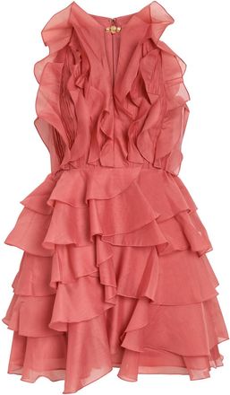 Aje Aje Cleo Ruffled Chiffon Mini Dress - Pink - 12 (UK12 / M)