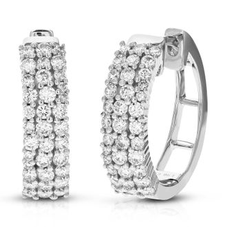 Vir Jewels 1 cttw Lab Grown Diamond Hoops Earrings in Sterling Silver With Hidden Post For Women