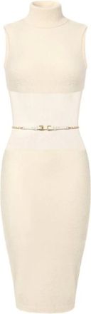 Elisabetta Franchi Dames, Jurken, Beige, Maat: L Katoen