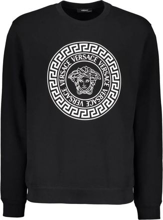 Versace Cotton Sweatshirt met Logo Detail - Heren - Sweatshirts - Zwart - S - Katoen - Hoodies & sweatvesten