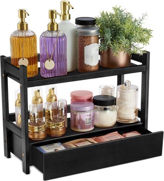 Sorbus 2-Tier Large Bamboo Counter Organizer With Drawer