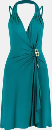Roberto Cavalli Teal Green Embellished Mini Dress