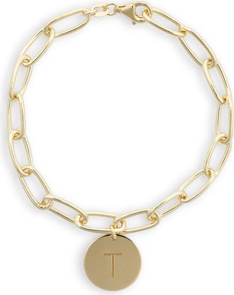 Meshmerise Initial Disc Charm Bracelet in Yellow-T at Nordstrom Rack