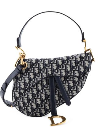 Dior Saddle Handbag with Strap Oblique Canvas Medium shoulder bag - Blue