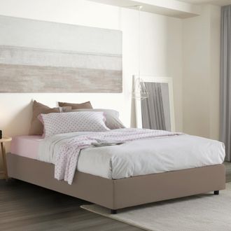 Dmora Dmora - Cama Matrimonial Deusep, Cama Contenedor Con Revestimiento De Tela, 100% Made In Italy, Apertura Frontal, Con Colch&oacute;n Cm 160x200 Incluido, T&oacute;r