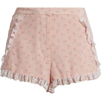 LoveShackFancy Adna Floral Print Lace Shorts in Calico Peach at Nordstrom, Size 00