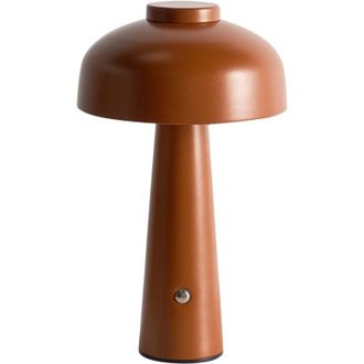 Beliani Lámpara de mesa moderna de hierro para interior con luz LED inalámbrica seta marrón Agusan