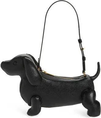 Thom Browne Hector Leather Baguette Shoulder Bag in 001 Black at Nordstrom