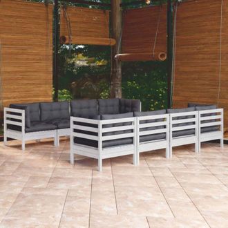 vidaXL Vidaxl - Set Salotto Giardino con Cuscini 9 pz in Legno Massello di Pino