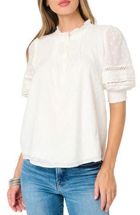 Gibsonlook Dianthus Puff Sleeve Cotton Top in White at Nordstrom Rack, Size Xx-Small