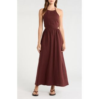 Beyond Yoga SoftWash Linen Halter Dress in Iced Mocha at Nordstrom, Size X-Large