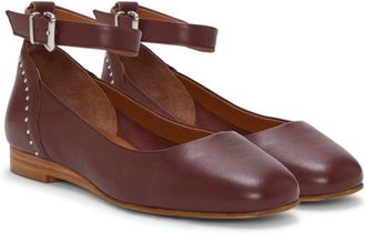Lucky Brand Melsin Womens Wine Faux Leather Ankle Strap Flat Shoes HTAT1186