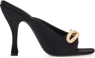 Ferragamo 105mm crystal-embellished bow-detailing sandals - women - Fabric/Goat Skin - 9.5C - Black