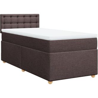vidaXL Cama Box Spring Con Colch&oacute;n Tela Marr&oacute;n Oscuro 90x190 Cm Vidaxl