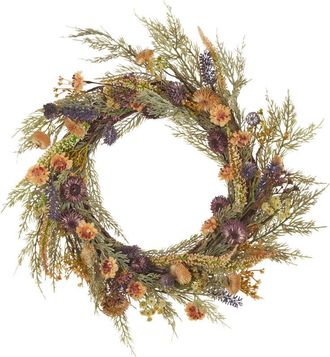 Beliani Beliani - Corona Decorativa De Flores Artificiales Para Puerta &Oslash; 45 Cm Hecho A Mano Verde Camrun