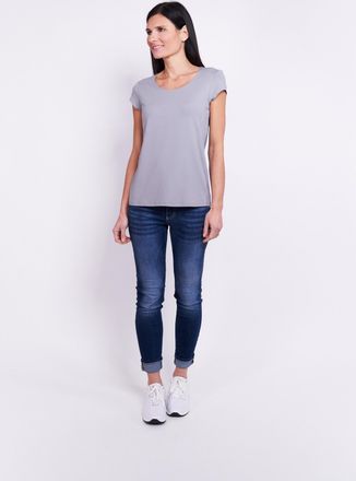 Seidel Moden T-Shirt SEIDEL MODEN, Damen, Gr. 50, grau, Jersey, Obermaterial: 95% Viskose, 5% Elasthan, unifarben, figurumspielend h&uuml;ftlang, Rundhals, abgesteppte 