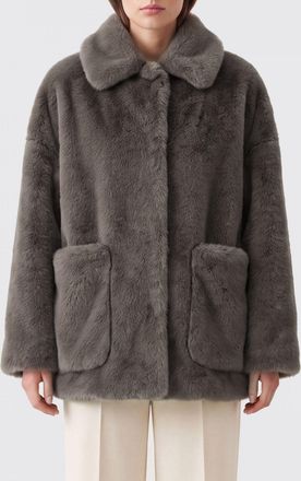 Herno Cappotto in pelliccia sintetica con collo classico e spalle scese