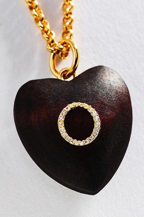 Timeless Pearly Wood Initial Pendant Necklace