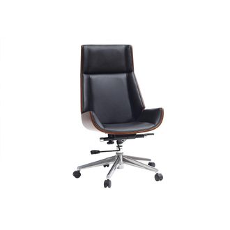 Miliboo Sill&oacute;n De Escritorio Moderno Madera Oscura Y Negro Curved