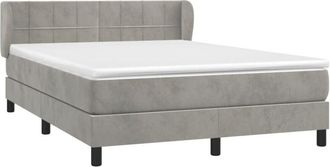 vidaXL Vidaxl - Cama Box Spring Con Colch&oacute;n Terciopelo Gris Claro 140x200 Cm