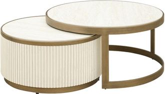 Richmond Interiors Design Keramik Couchtisch Set Tivoli, 2-teilig