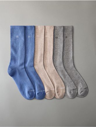 Calvin Klein Mens Basic Crew 6-Pack Socks - Blue