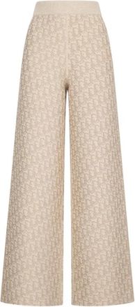 Dior Reversible Flared Pants - Dames - Wijde Broeken - Beige - S - Kasjmier - Broeken