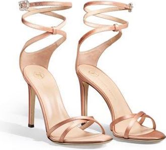 Temperley London Vixen Satin Strappy Sandals in Nude at Nordstrom, Size 11