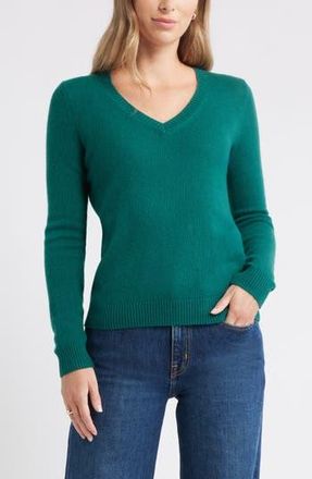 Caslon Cashmere V-Neck Sweater in Green Pinecone at Nordstrom Rack, Size Xx-Large