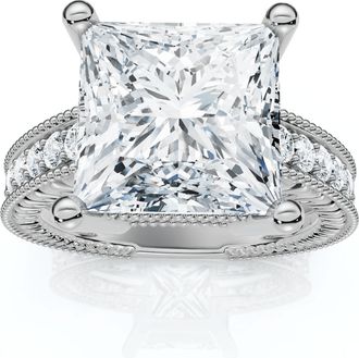 Pompeii3 Certified 4 1/5Ct Princess Cut Diamond Engagement Ring 14k Gold or Pt Lab Grown