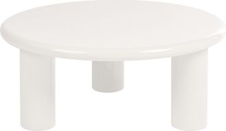 Beliani Mesa De Centro De Mdf Con Acabado Brillante Tablero Redondo Dise&ntilde;o Escandinavo Moderno &Oslash; 80 Cm Blanco Crema Itasca