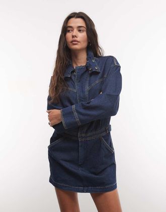 Wrangler vestito in denim stile moto blu