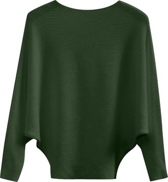 Generic Sweaters Women, Batwing Sleeves Knitted Lightweight Sweaters and Pullovers Jumper Tops Soft Crew Neck Sweater for Winter